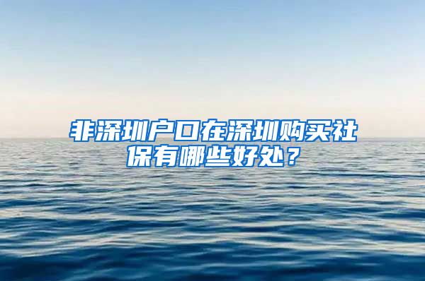 非深圳户口在深圳购买社保有哪些好处？