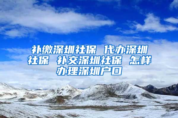 补缴深圳社保 代办深圳社保 补交深圳社保 怎样办理深圳户口