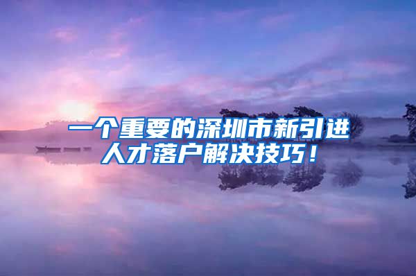 一个重要的深圳市新引进人才落户解决技巧！