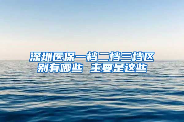 深圳医保一档二档三档区别有哪些 主要是这些