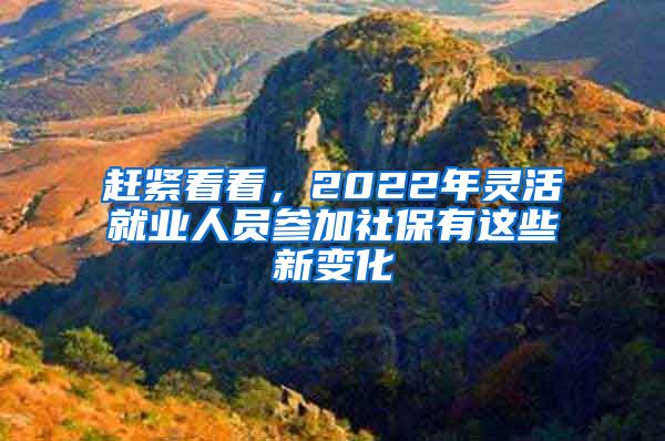 赶紧看看，2022年灵活就业人员参加社保有这些新变化