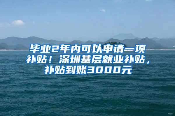 毕业2年内可以申请一项补贴！深圳基层就业补贴，补贴到账3000元