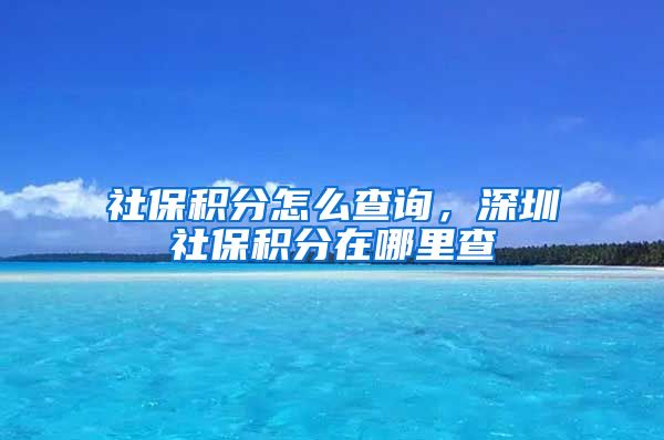 社保积分怎么查询，深圳社保积分在哪里查