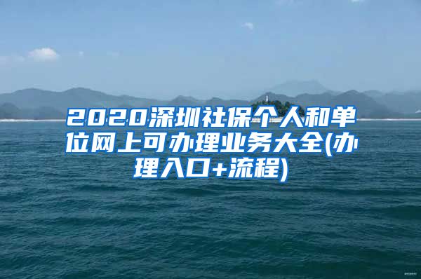 2020深圳社保个人和单位网上可办理业务大全(办理入口+流程)