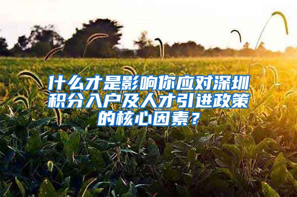 什么才是影响你应对深圳积分入户及人才引进政策的核心因素？