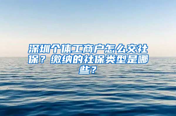 深圳个体工商户怎么交社保？缴纳的社保类型是哪些？