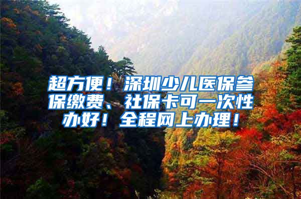 超方便！深圳少儿医保参保缴费、社保卡可一次性办好！全程网上办理！