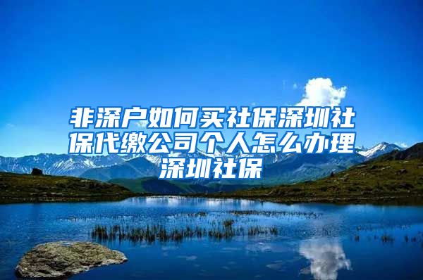 非深户如何买社保深圳社保代缴公司个人怎么办理深圳社保