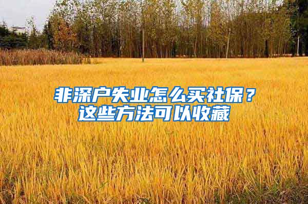 非深户失业怎么买社保？这些方法可以收藏