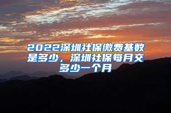 2022深圳社保缴费基数是多少，深圳社保每月交多少一个月