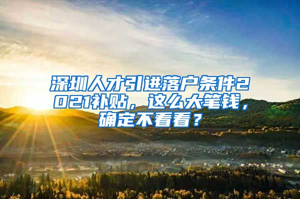 深圳人才引进落户条件2021补贴，这么大笔钱，确定不看看？