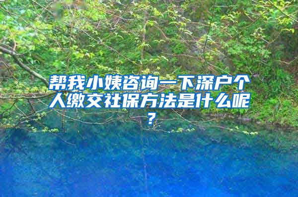 帮我小姨咨询一下深户个人缴交社保方法是什么呢？