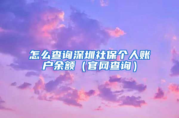 怎么查询深圳社保个人账户余额（官网查询）