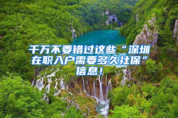 千万不要错过这些“深圳在职入户需要多久社保”信息！