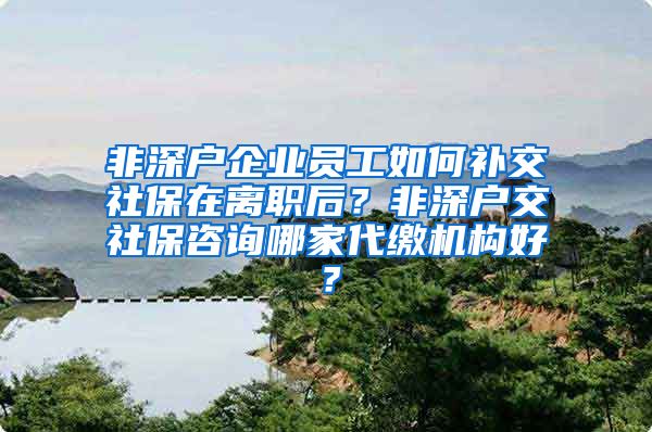 非深户企业员工如何补交社保在离职后？非深户交社保咨询哪家代缴机构好？