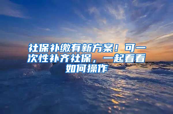 社保补缴有新方案！可一次性补齐社保，一起看看如何操作