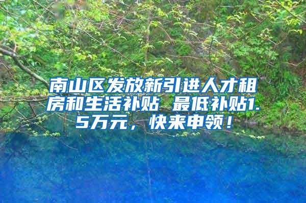 南山区发放新引进人才租房和生活补贴 最低补贴1.5万元，快来申领！