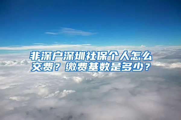 非深户深圳社保个人怎么交费？缴费基数是多少？