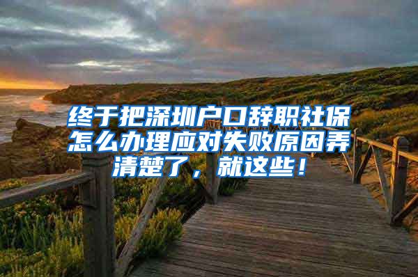 终于把深圳户口辞职社保怎么办理应对失败原因弄清楚了，就这些！