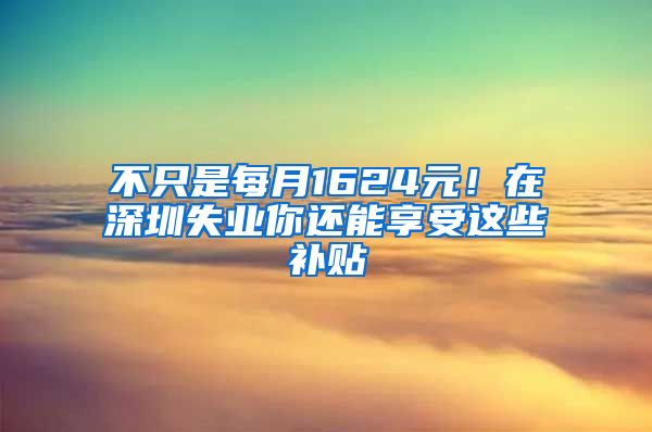 不只是每月1624元！在深圳失业你还能享受这些补贴