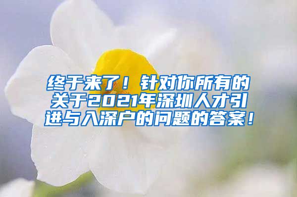 终于来了！针对你所有的关于2021年深圳人才引进与入深户的问题的答案！