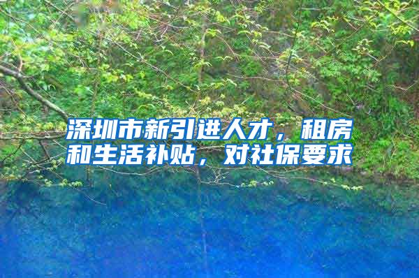 深圳市新引进人才，租房和生活补贴，对社保要求