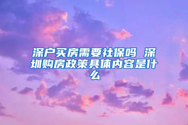 深户买房需要社保吗 深圳购房政策具体内容是什么