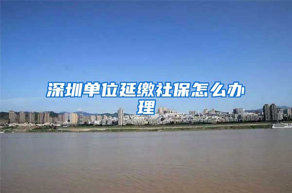 深圳单位延缴社保怎么办理