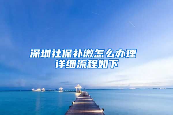 深圳社保补缴怎么办理 详细流程如下