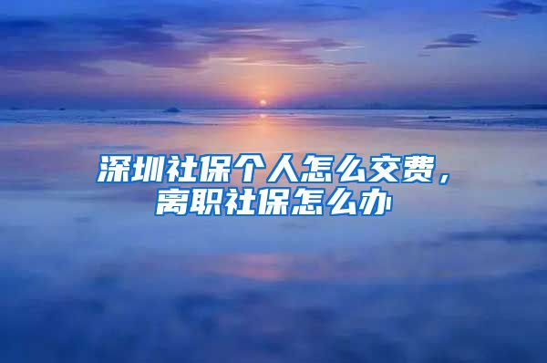 深圳社保个人怎么交费，离职社保怎么办