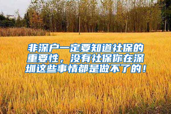 非深户一定要知道社保的重要性，没有社保你在深圳这些事情都是做不了的！