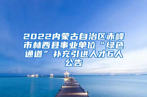 2022内蒙古自治区赤峰市林西县事业单位“绿色通道”补充引进人才6人公告