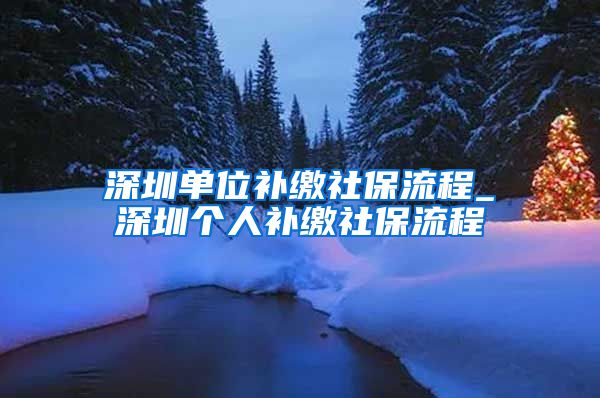 深圳单位补缴社保流程_深圳个人补缴社保流程