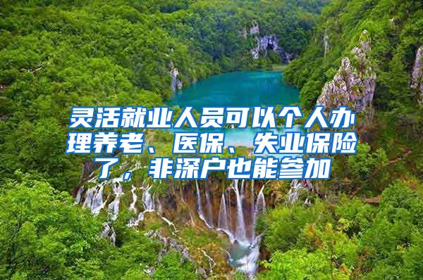 灵活就业人员可以个人办理养老、医保、失业保险了，非深户也能参加