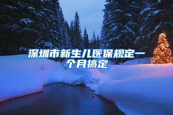 深圳市新生儿医保规定一个月搞定