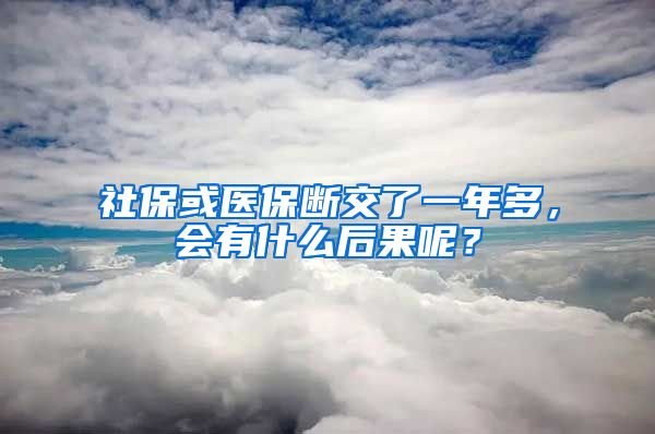 社保或医保断交了一年多，会有什么后果呢？