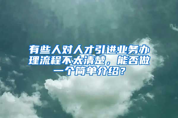 有些人对人才引进业务办理流程不太清楚，能否做一个简单介绍？