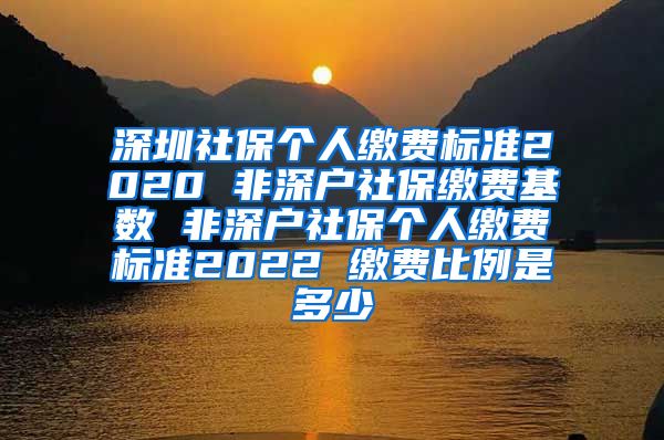 深圳社保个人缴费标准2020 非深户社保缴费基数 非深户社保个人缴费标准2022 缴费比例是多少