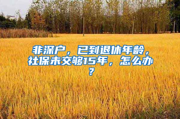 非深户，已到退休年龄，社保未交够15年，怎么办？