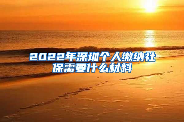 2022年深圳个人缴纳社保需要什么材料