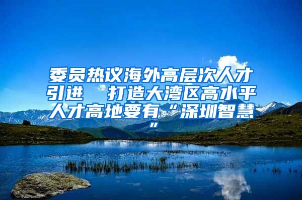 委员热议海外高层次人才引进  打造大湾区高水平人才高地要有“深圳智慧”