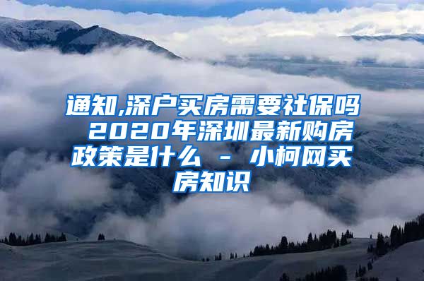 通知,深户买房需要社保吗 2020年深圳最新购房政策是什么 - 小柯网买房知识