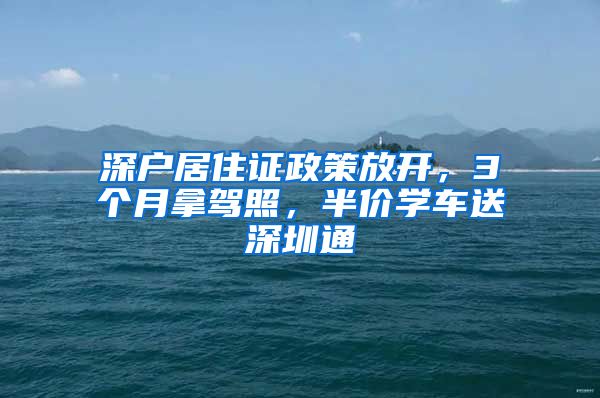 深户居住证政策放开，3个月拿驾照，半价学车送深圳通