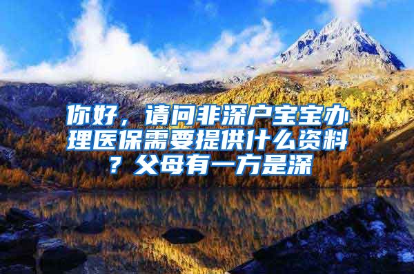 你好，请问非深户宝宝办理医保需要提供什么资料？父母有一方是深