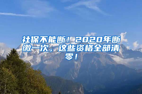 社保不能断！2020年断缴一次，这些资格全部清零！