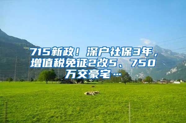 715新政！深户社保3年，增值税免征2改5、750万交豪宅…