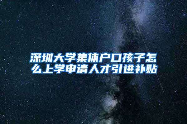 深圳大学集体户口孩子怎么上学申请人才引进补贴