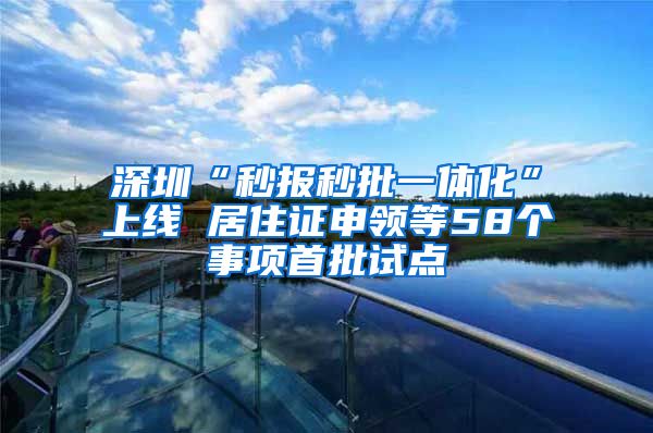 深圳“秒报秒批一体化”上线 居住证申领等58个事项首批试点