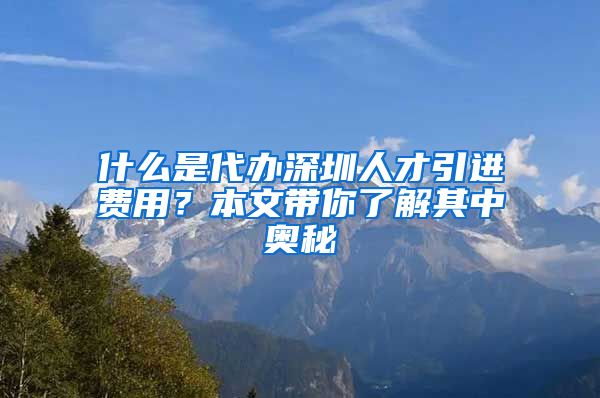 什么是代办深圳人才引进费用？本文带你了解其中奥秘