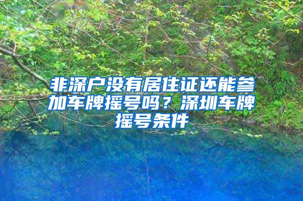 非深户没有居住证还能参加车牌摇号吗？深圳车牌摇号条件